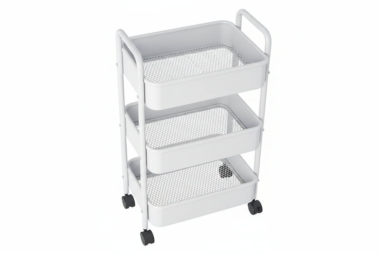 3-Tier Rolling Storage Cart - Multi-Purpose Organizer for Home & Office
