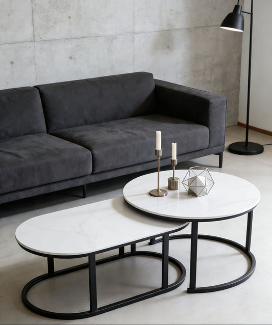 Marble White Square and Round Coffee Table