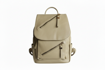 Beige backpack on a white background