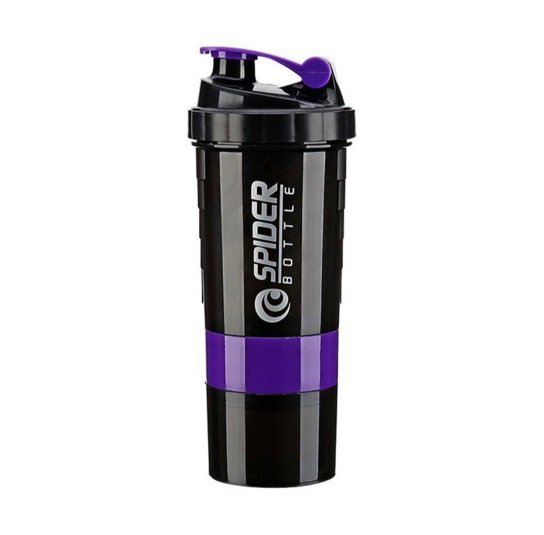 Black and purple Spider Bottle on a white background