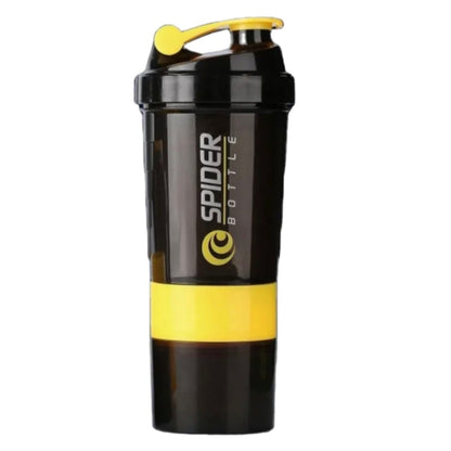 Black and yellow Spider bottle on a white background