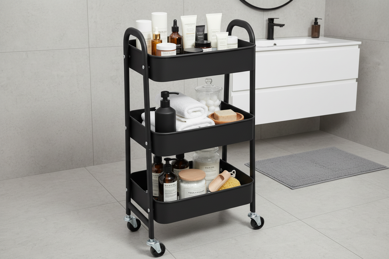 3-Tier Rolling Storage Cart - Multi-Purpose Organizer for Home & Office