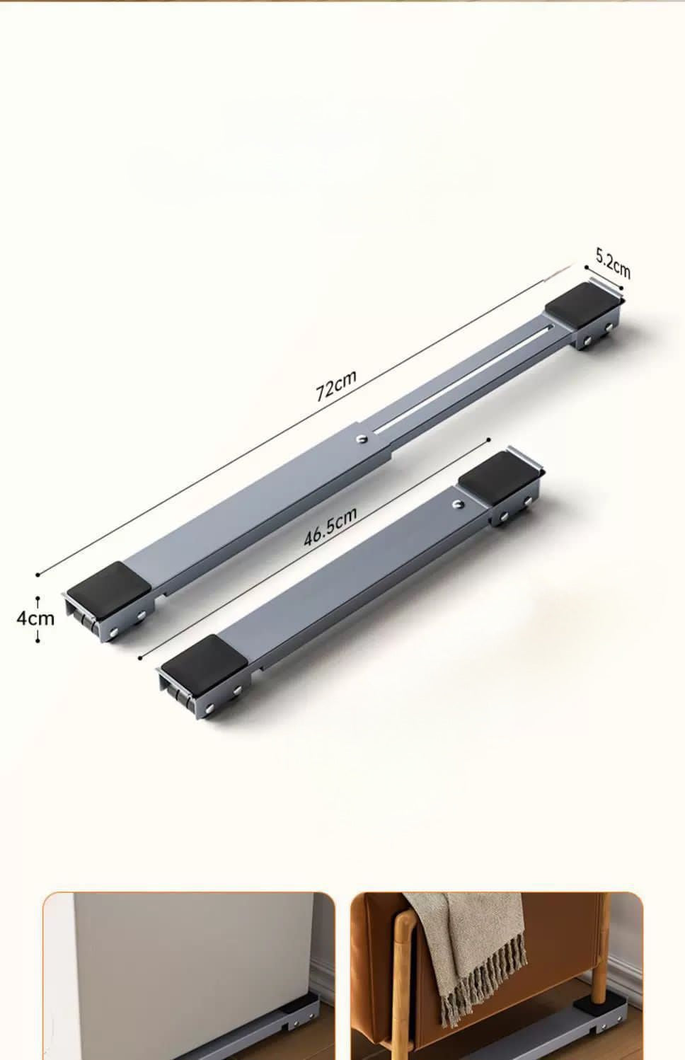Two metal brackets with dimensions labeled on a white background