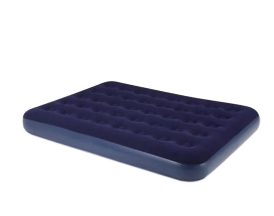 Inflatable Flocked Airbed – Soft Velvet Top, Durable PVC Base (Blue)