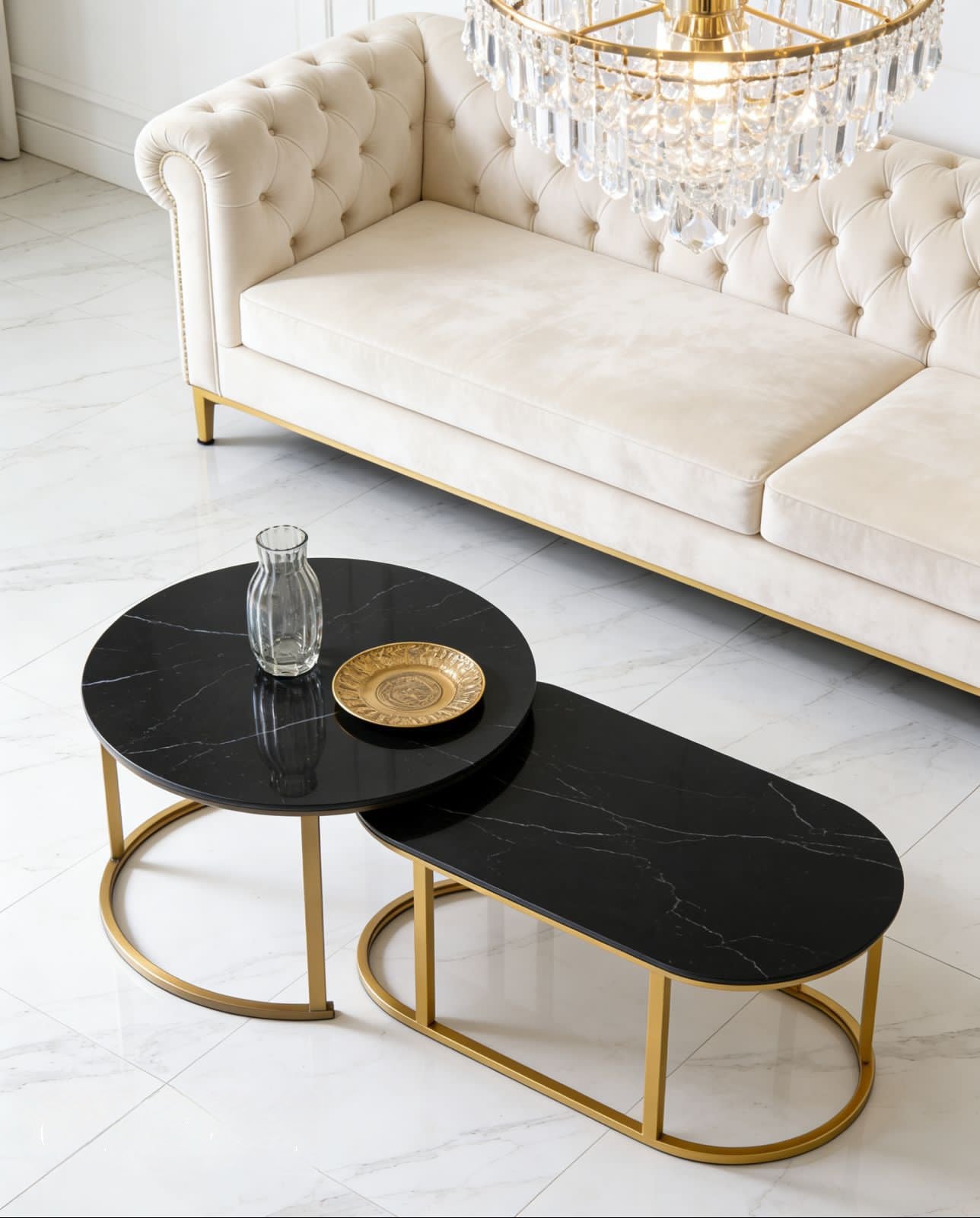 Gold & Black Marble Top Coffee Table