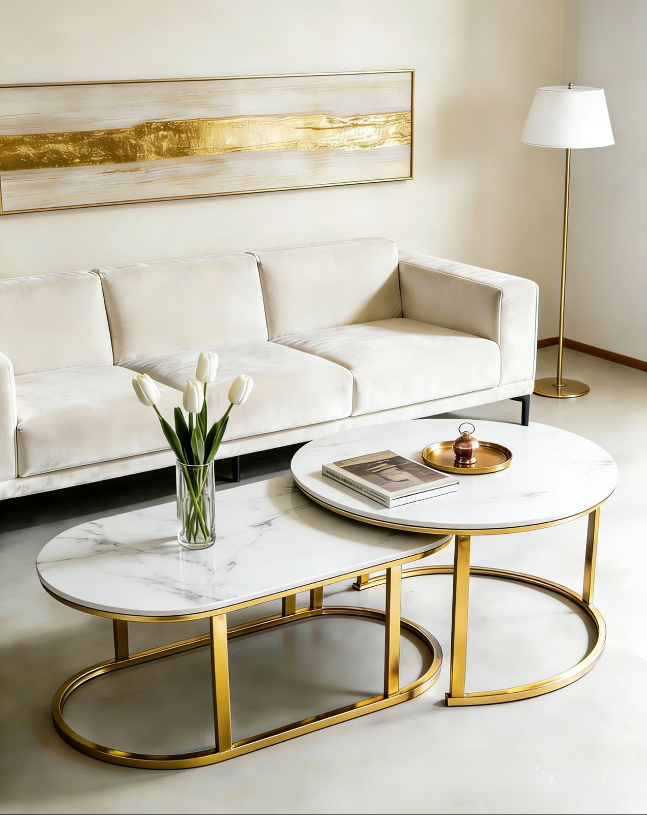 Square White Marble Top Coffee Table