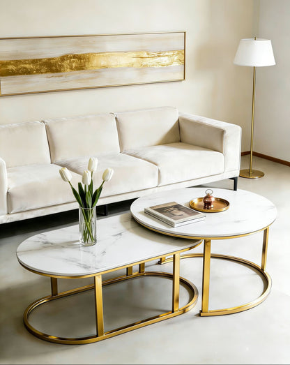 Square White Marble Top Coffee Table